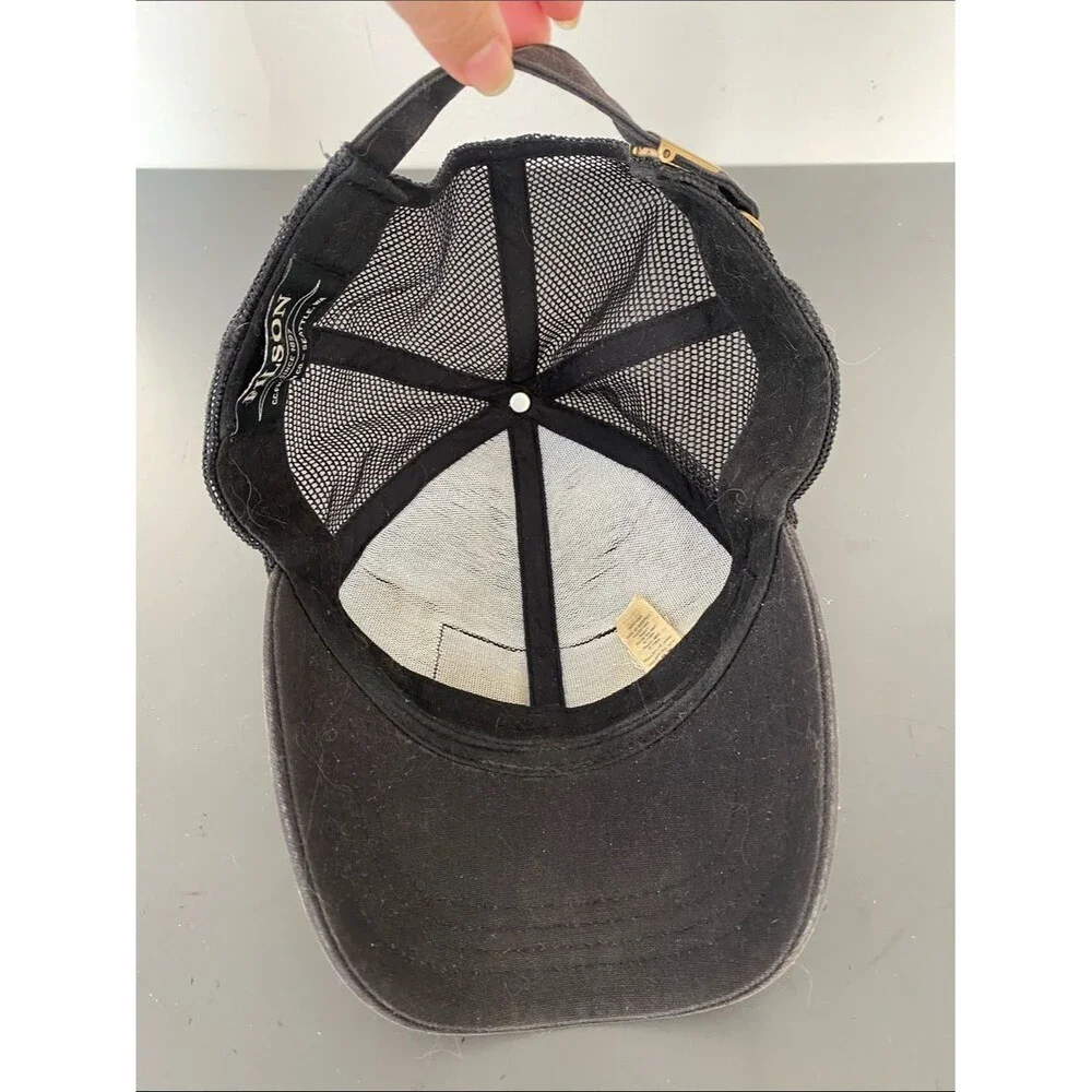 VTG Filson Rustic Brown Canvas & Black  Patch Trucker Cap OS Gorpcore Outdoor